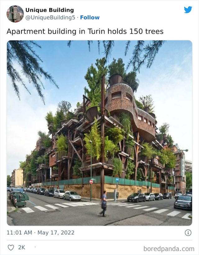 8. Ova eco friendly zgrada u Torinu u sklopu ima 150 stabala koja su dio građevine
