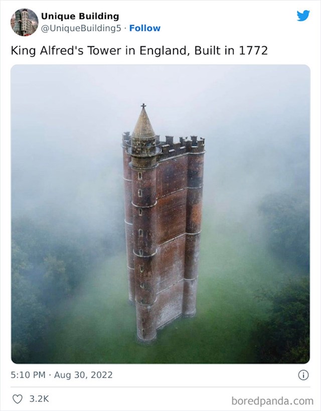 15. Toranj kralja Alfreda u Engleskoj, izgrađen je 1772. godine, a visok je čak 49 metara