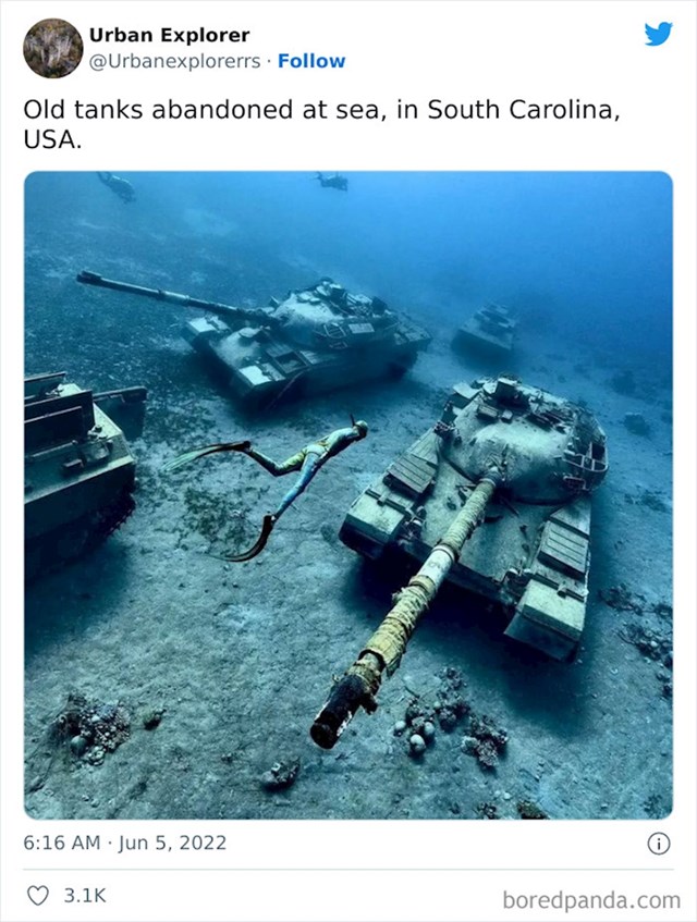 18. Ovi napušteni tenkovi nalaze se na dnu mora u Južnoj Karolini
