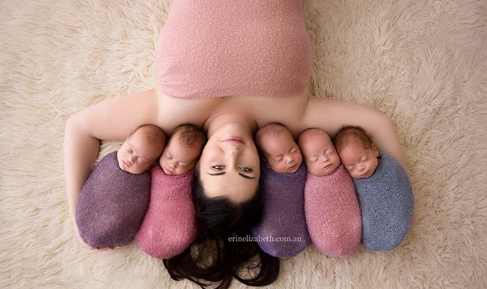 Najljepše nježno fotkanje mame i njenih majušnih pet bebica
