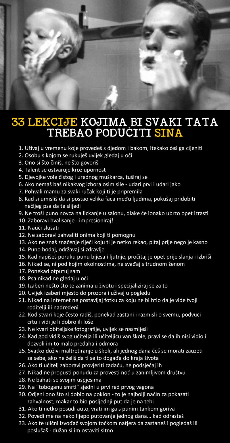 NAJVAŽNIJE 33 LEKCIJE kojima bi svaki tata trebao podučiti sina