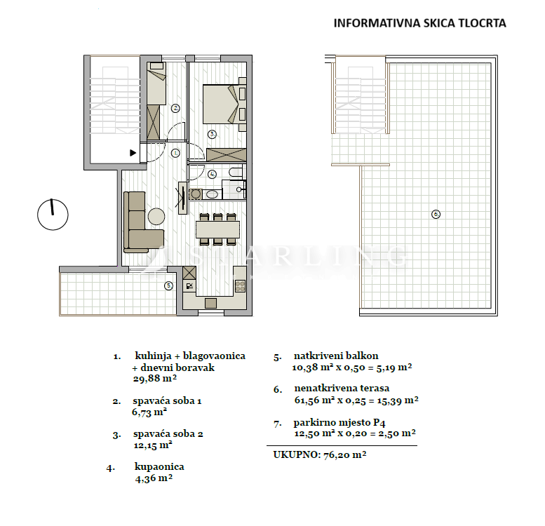 STAN Z3S4 + KROVNA TERASA + VPM, NOVOGRADNJA, PRODAJA, PODST